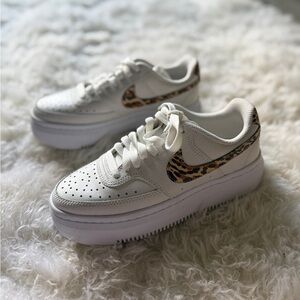 Nike Women's Court Vision Alta Shoes - White/ Leopard